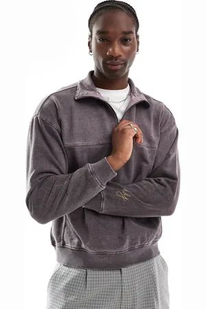 Native Youth Heavy wash quarter zip sweatshirt in -Purple