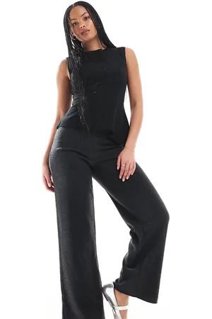 ONLY Soft texture loose fit pants in dark grey