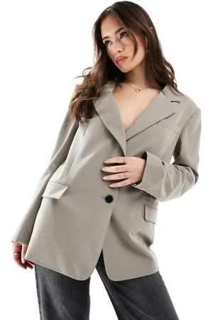 Pull&Bear Oversized double button blazer in (part of a set)-Neutral