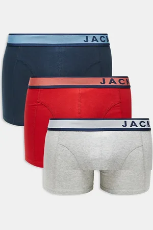 JACK & JONES 3 pack logo trunks in red blue & grey-Multi