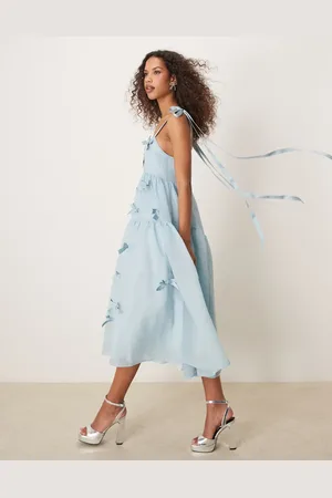 Sister Jane Bow embellished midi dress in light blue