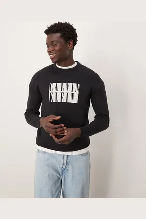 Calvin Klein Box logo knit jumper in black