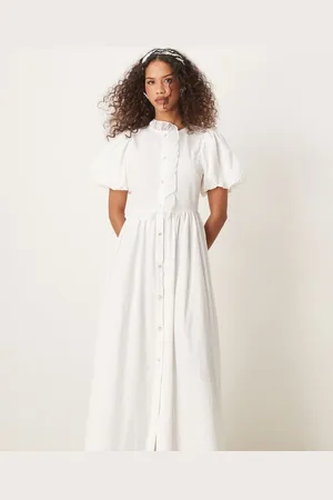 Sister Jane Ruffle maxi dress in ivory-White