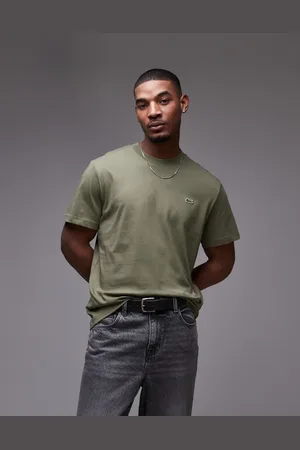 Lacoste Midweight boxy fit t-shirt in khaki