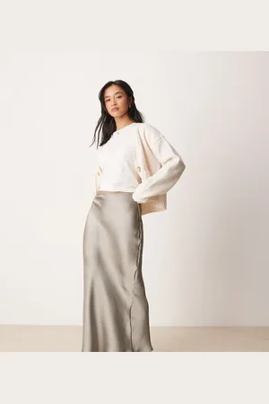 New Look Satin midi bias skirt in