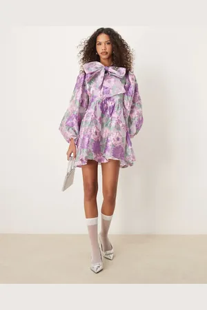 Sister Jane Jacquard mini dress in lilac floral-Purple