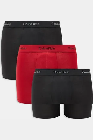 Calvin Klein Modern Cotton holiday 3 pack boxer briefs in black/red