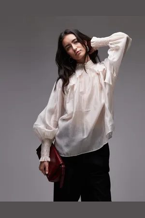& OTHER STORIES Sheer volume blouse with frill detail in white