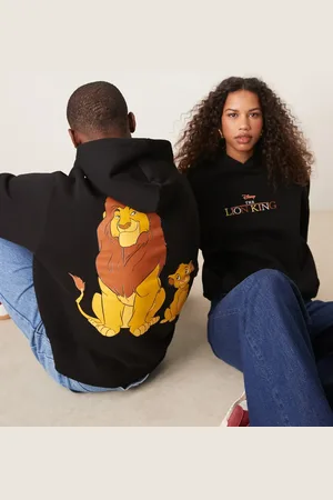 ASOS Disney unisex boxy oversized hood with The Lion King Simba prints in