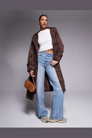 Liquor N Poker Detail suede trench jacket in washed -Neutral