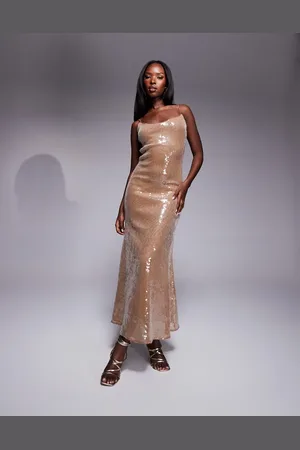 Bardot Sequin maxi dress in light taupe-Neutral