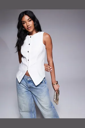 In The Style X Natalya Wright exclusive tailored waistcoat top in -White