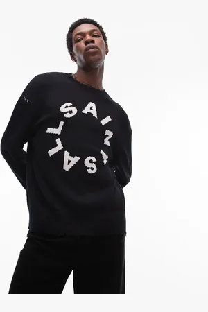 AllSaints Diageo logo distressed knitted jumper in