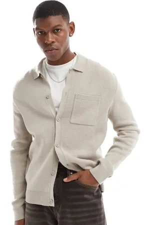 New Look Knitted pocket detail cardigan in -Neutral