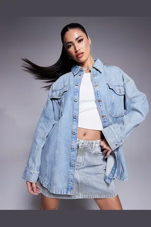 Hugo Blue Girvana oversized denim overshirt in blue