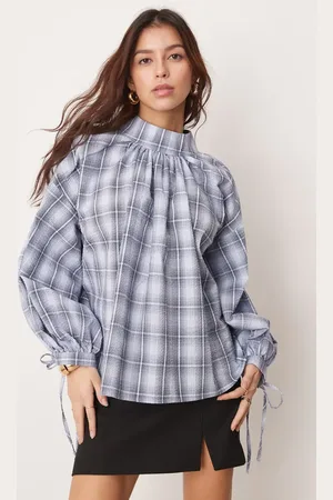 Ghospell Oversized check top in blue