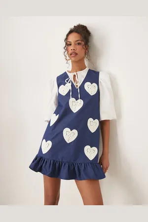 Sister Jane Heart embroidered mini dress in denim blue
