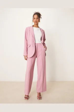 Y.A.S High waist wide leg tailored pants in pink (part of a set)