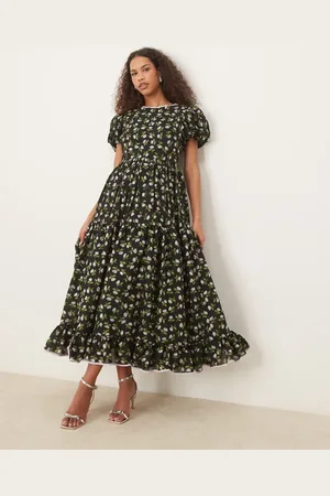 Sister Jane Puff sleeve maxi dress in black floral