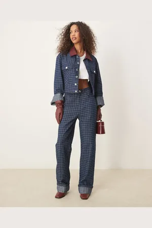 Ghospell Denim jeans in blue check (part of a set)