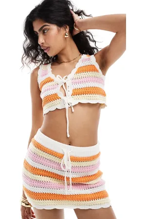 The Frolic Exclusive Tropic tie front crochet beach top in (part of a set)