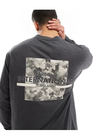 Barbour Marsh long sleeve back graphic t-shirt in dark grey