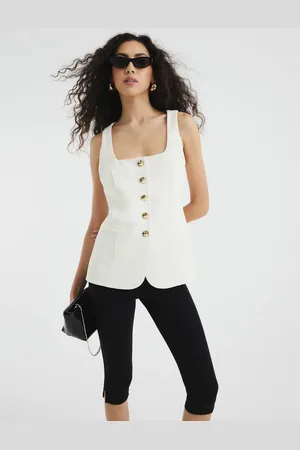 River Island Square neck waistcoat in -White