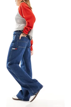 Tommy Hilfiger Mia mid rise relaxed straight carpenter jeans in dark wash-Blue