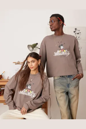 ASOS Disney unisex oversized heavyweight long sleeve t-shirt with Mickey Mouse print in