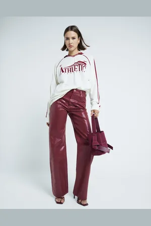 River Island Snake relaxed straight jeans in -Red