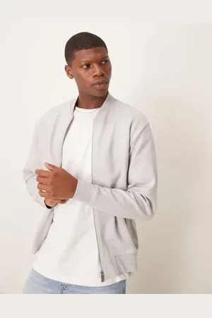 SELECTED Jersey bomber jacket in light grey
