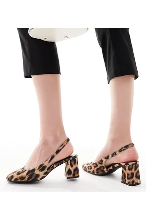 London Rebel Slingback block heeled mules in patent -Multi