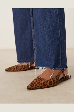 ASOS Lorraine slingback ballets in leopard suedette-Multi