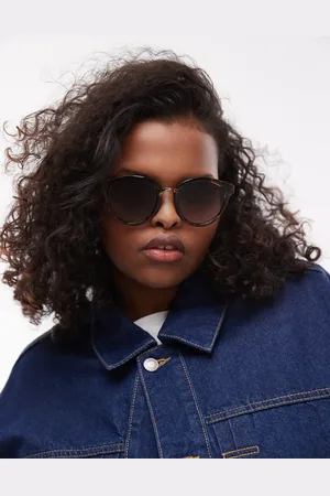 Le Specs Influx round sunglasses with detail in tortoiseshell