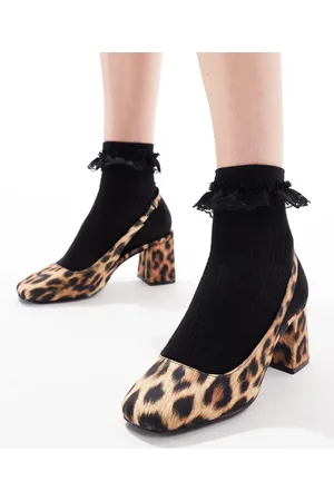 London Rebel Slingback block heeled mules in patent -Multi