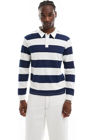 Another Influence Striped rugby long sleeve t-shirt in blue-Multi