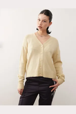 COLLUSION Fluffy knitted v neck cardigan in -Orange