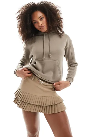 Bershka Pleated detail mini skirt in -Black