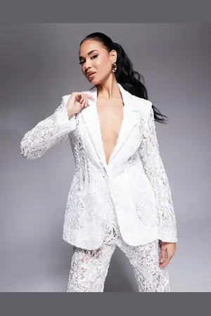 ASOS Lace tailored blazer in (part of a set)-White
