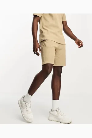 Only & Sons Ribbed jersey shorts in beige (part of a set)-Neutral