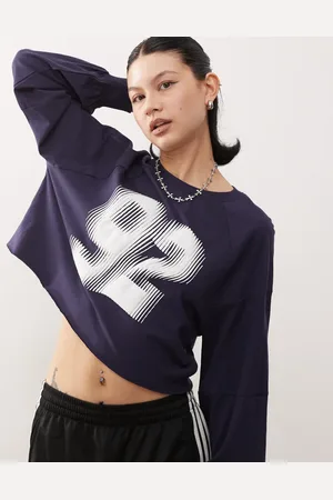 Monki Long sleeve cropped t-shirt with 