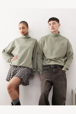 Reclaimed Unisex funnel neck sweatshirt in -Green