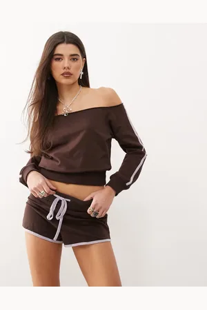 Motel Sujana asymmetric sweater top in (part of a set)-Brown
