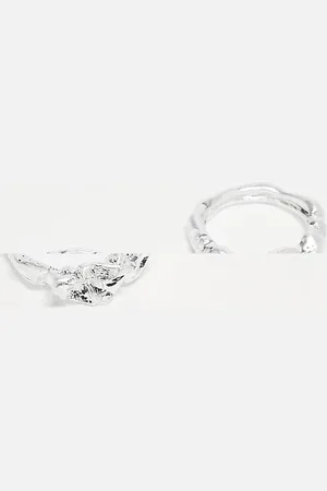 Reclaimed Unisex ring 2 pack in molten metal