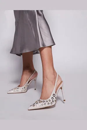 Steve Madden Alchemy eyelet detail slingback heels in bone-White