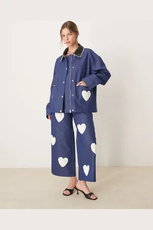 Sister Jane Hearts embroidered jacket in denim blue (part of a set)