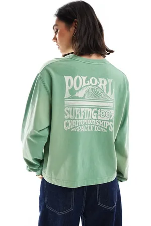 Ralph Lauren Loose fit long sleeve top with logo in washed green