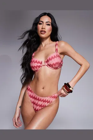 South Beach Glitter chevron high leg bikini bottoms in