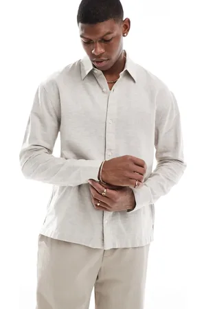 Hollister Button through linen shirt in -Grey