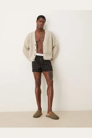 Calvin Klein Modern Cotton 2 pack slim boxer shorts in repeat logo print / khaki-Black